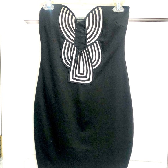 WINDSOR strapless black mini dress with white detail and mesh cleavage size M - Picture 10 of 11